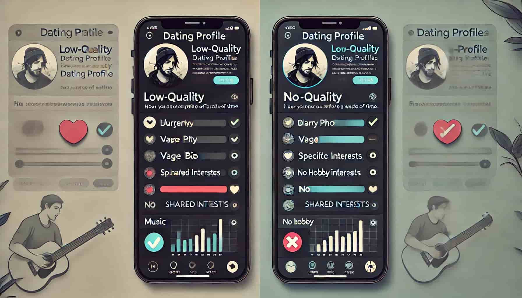 Comparison showing how quality profiles can determine whether dating apps are a waste of time or not
