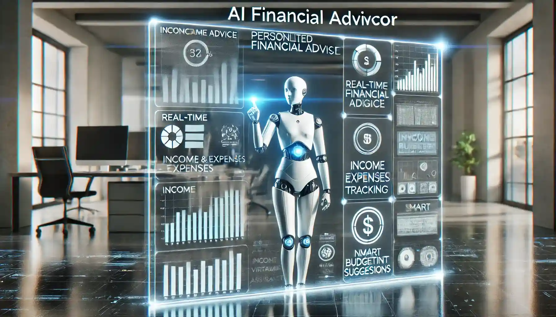 Concept interface of AI-powered financial advice feature in next-generation Mac personal finance apps