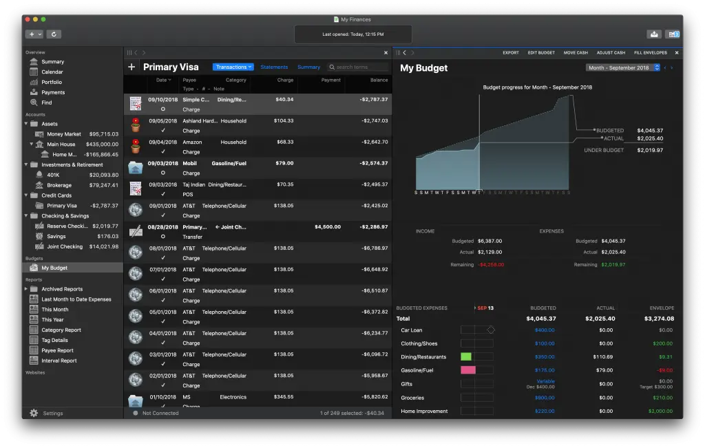 Banktivity personal finance app for Mac
