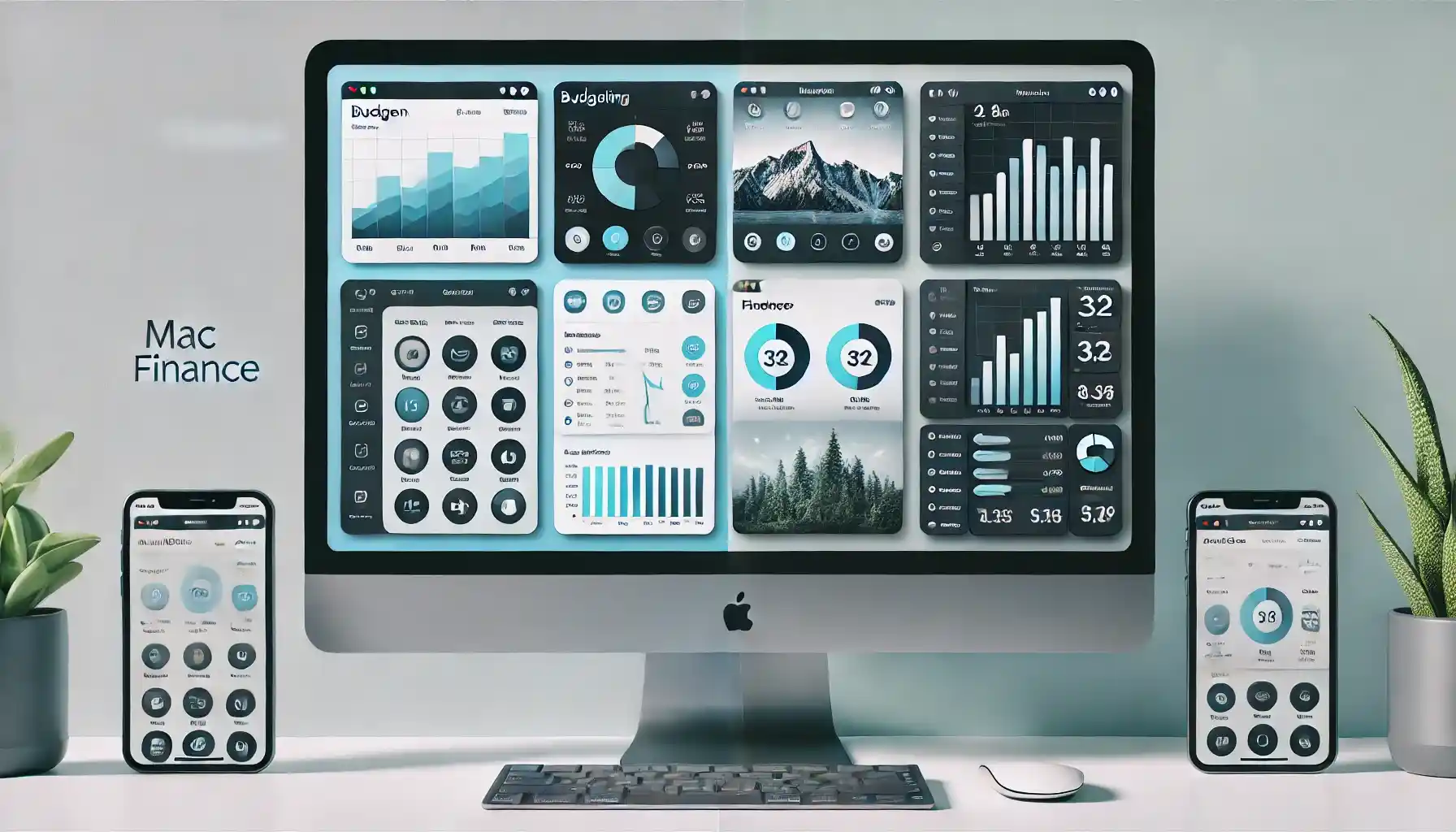 Comparison of user interfaces across popular Mac personal finance apps showing different dashboard layouts
