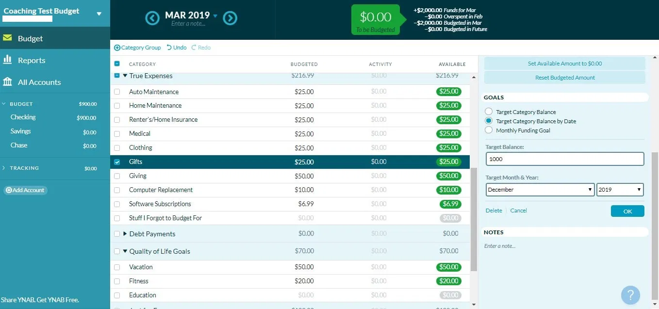 YNAB on Mac showing debt paydown