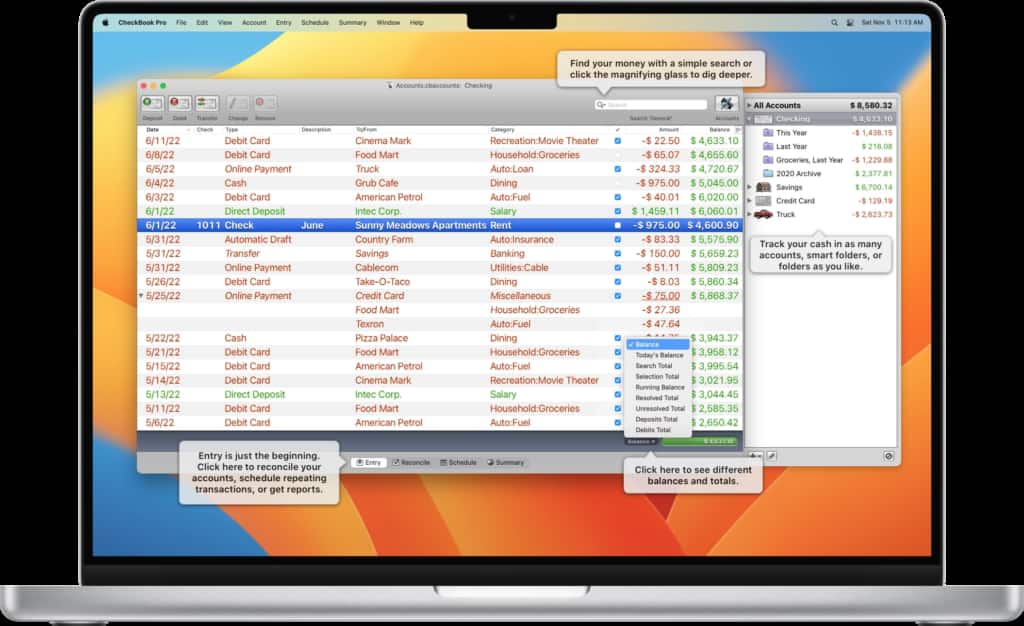 Comparison of native personal finance app interfaces for Mac on macOS Sonoma in 2025