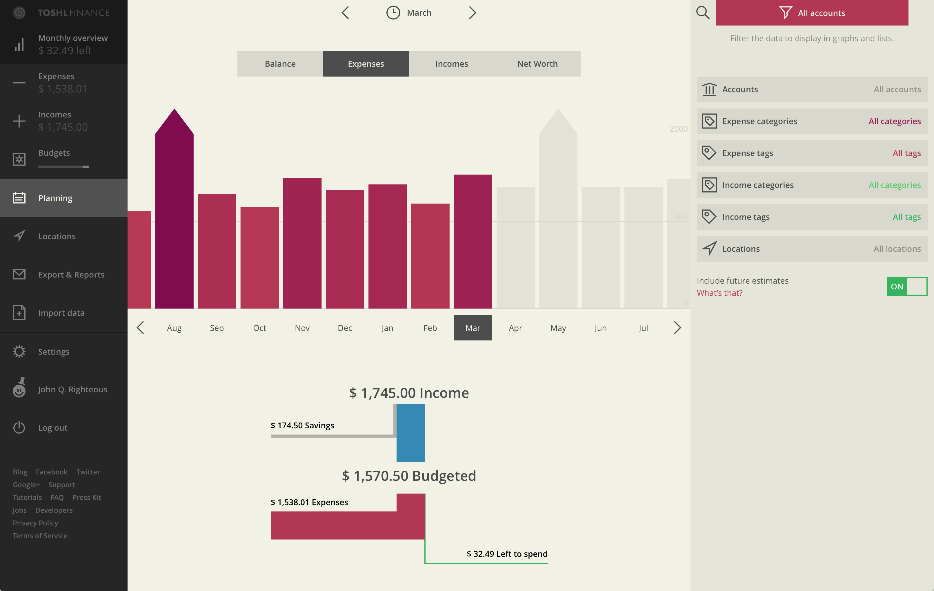 Toshl Finance: Global Budgeting